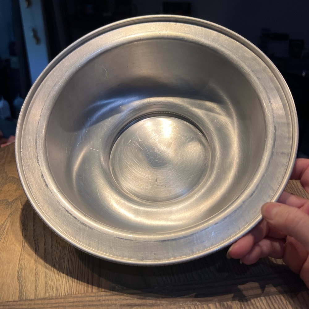 Vintage Aluminum Serveware Dining Bowl with Matte Finish